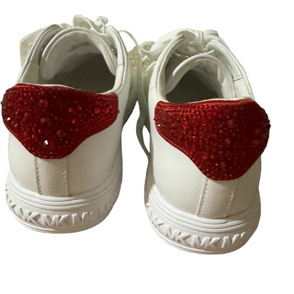Michael Kors- Grove Embellished Leather sneakers in White Crisom/Red- Lace-up- 9 - Picture 7 of 14